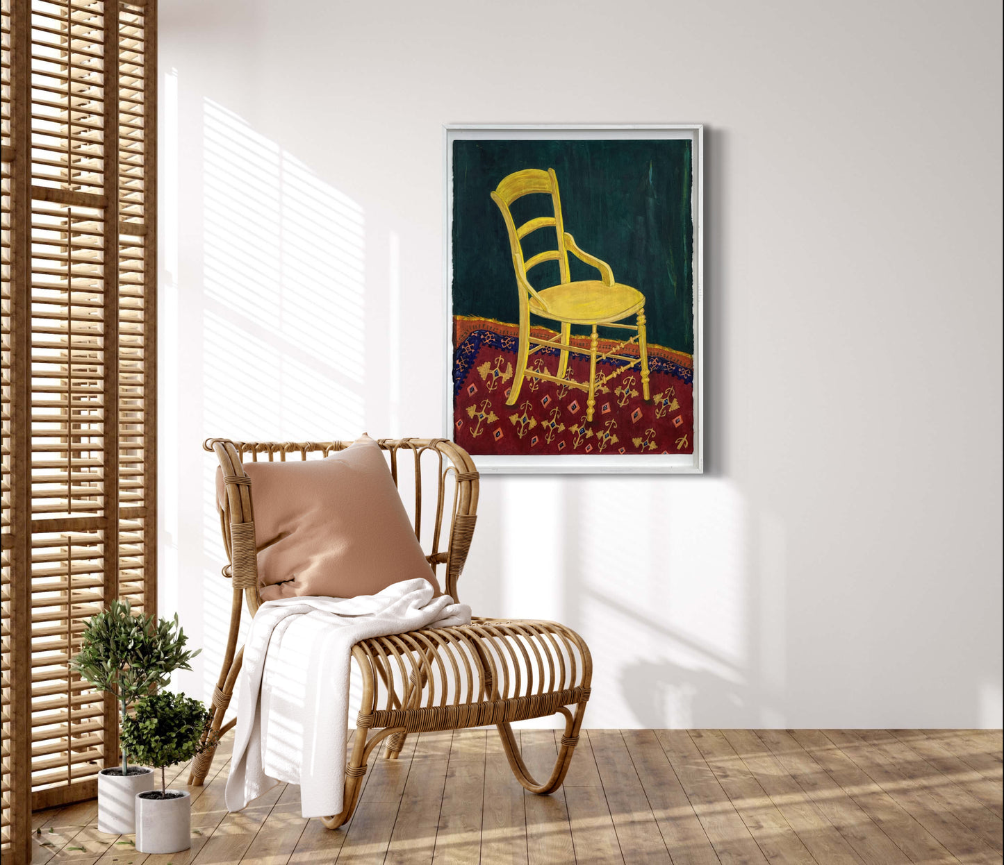 Yellow Chair with Rug