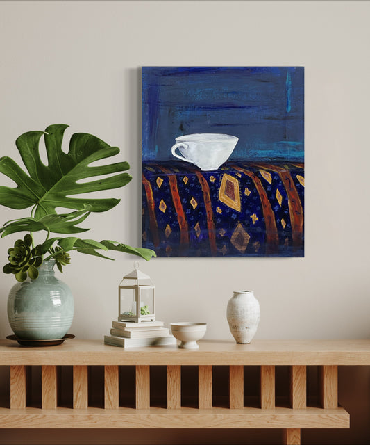 Porcelain cup and rug