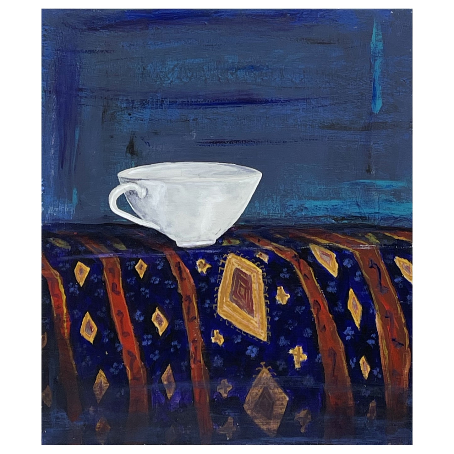 Porcelain cup and rug
