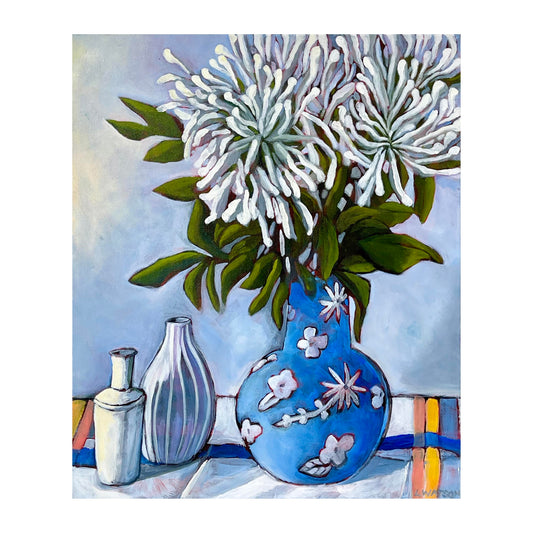 Blue vase and agapanthus