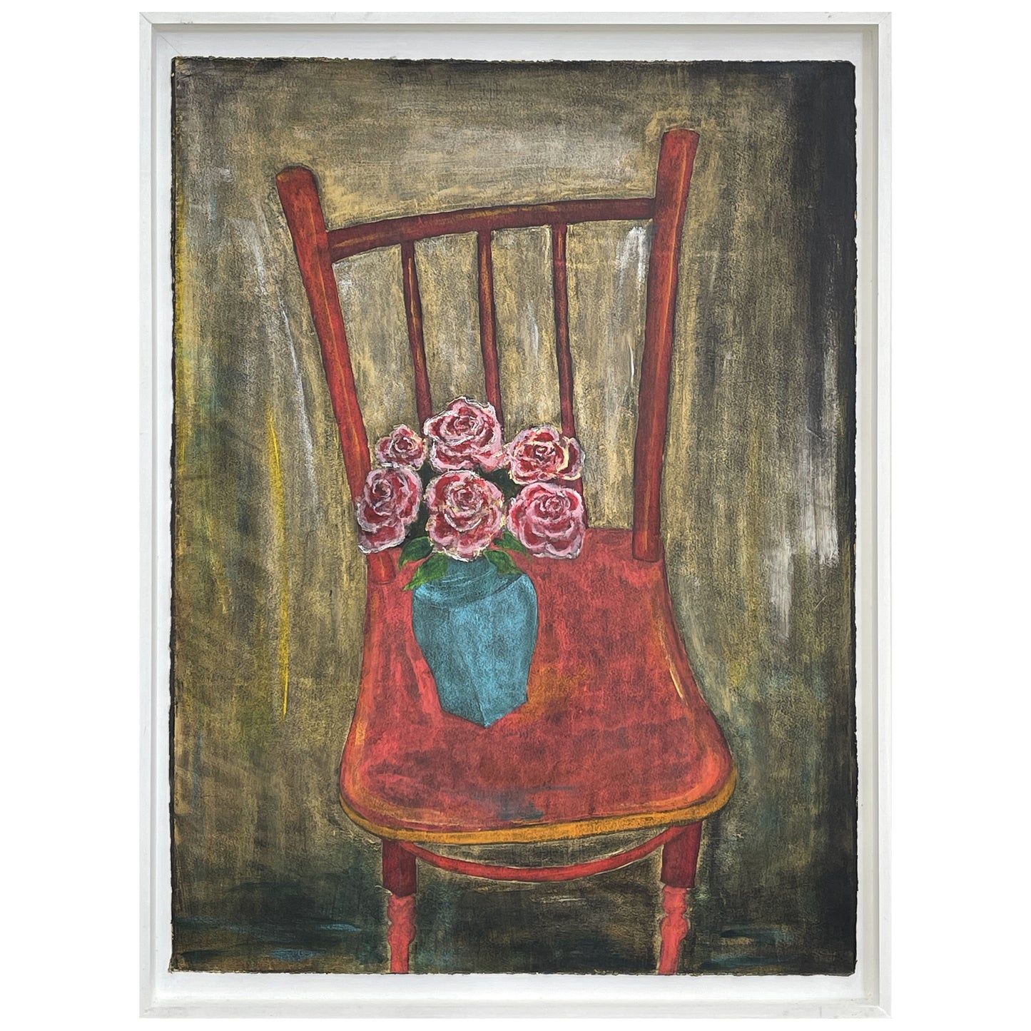 Old Red Chair with Roses