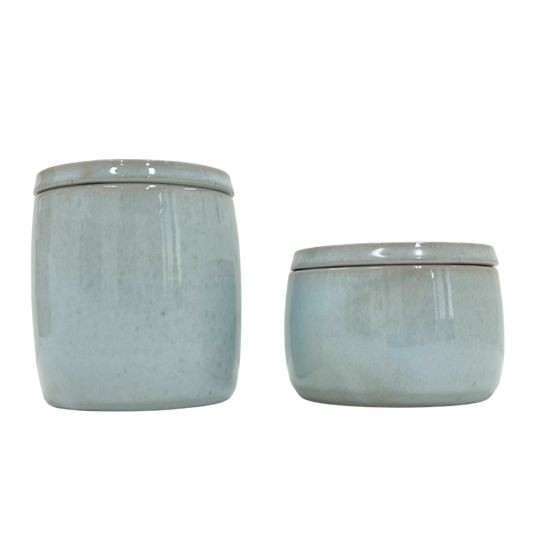 Lidded pots chun glaze